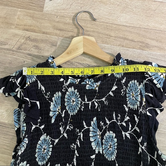 LOFT | Blue Floral Ruched Cotton Knit Sundress - Picture 8 of 10